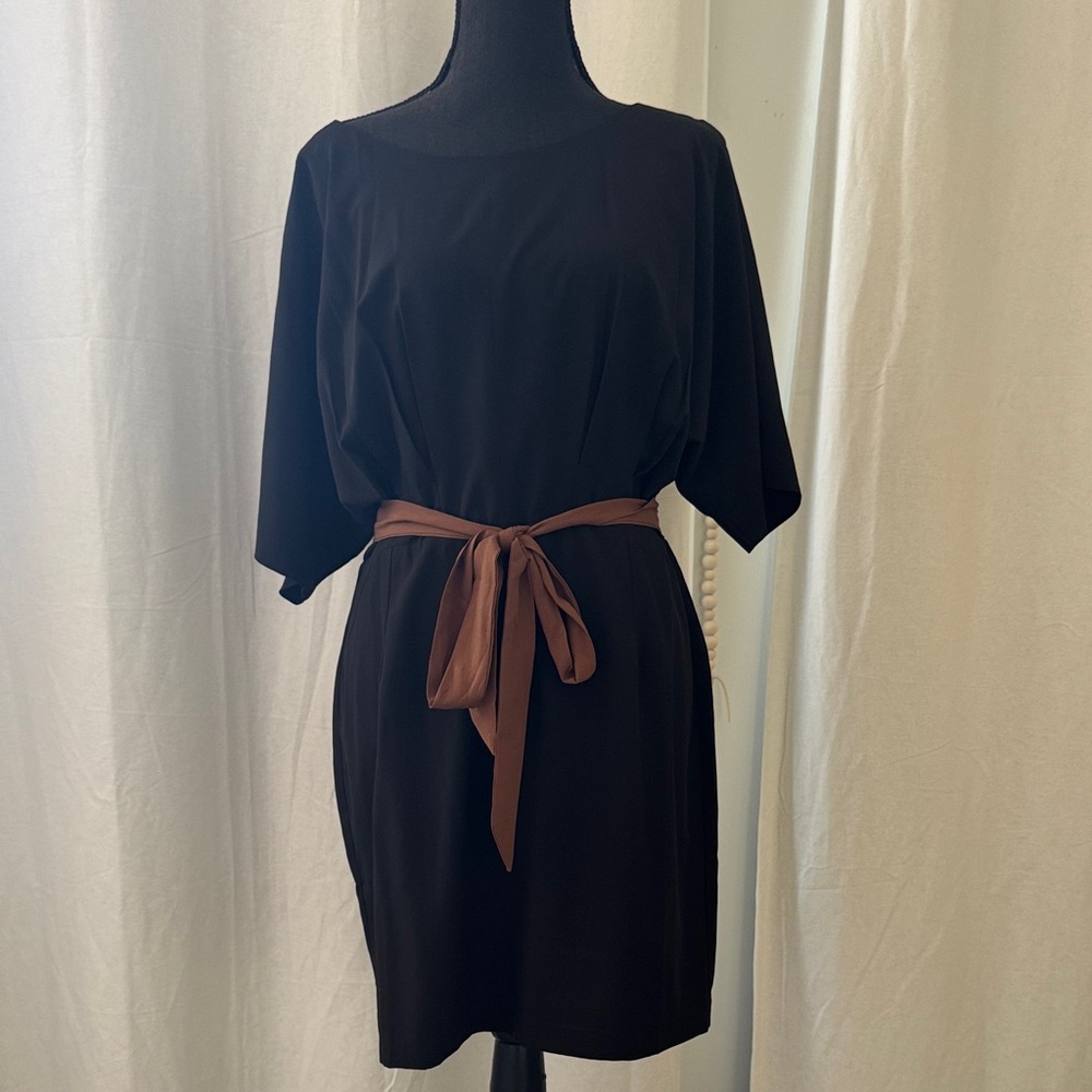 Ark & Co. Elegant Black Dress with Brown Belt